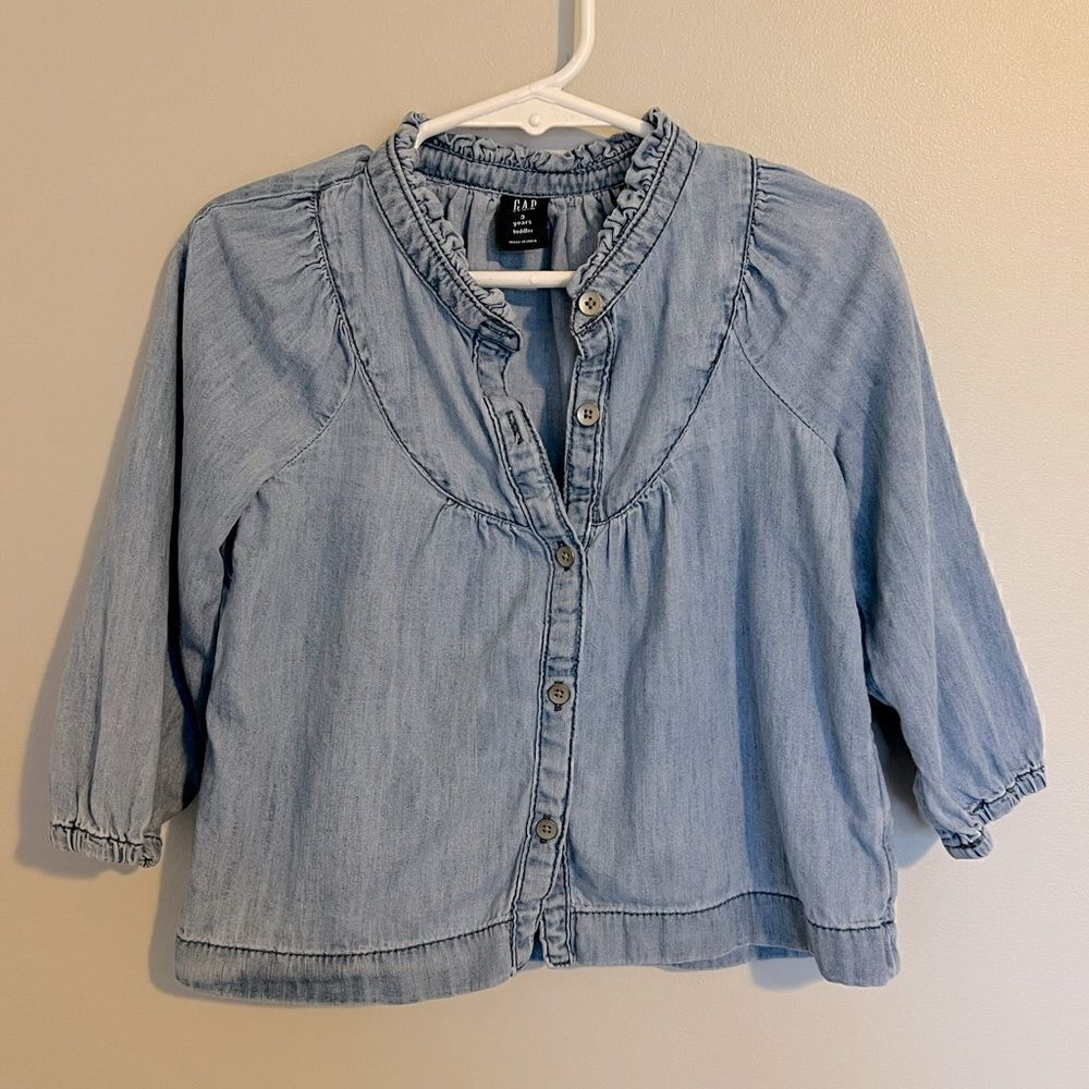 *3/$20* Gap Chambray ruffle swing top toddler 3T